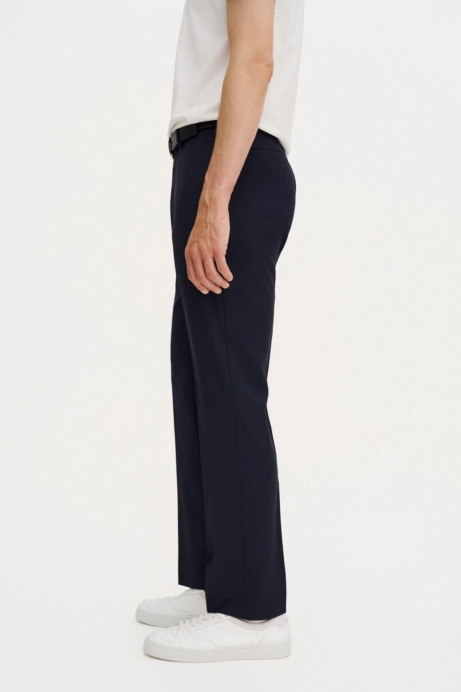 slim tapered wool trousers Dark Navy - Image 3