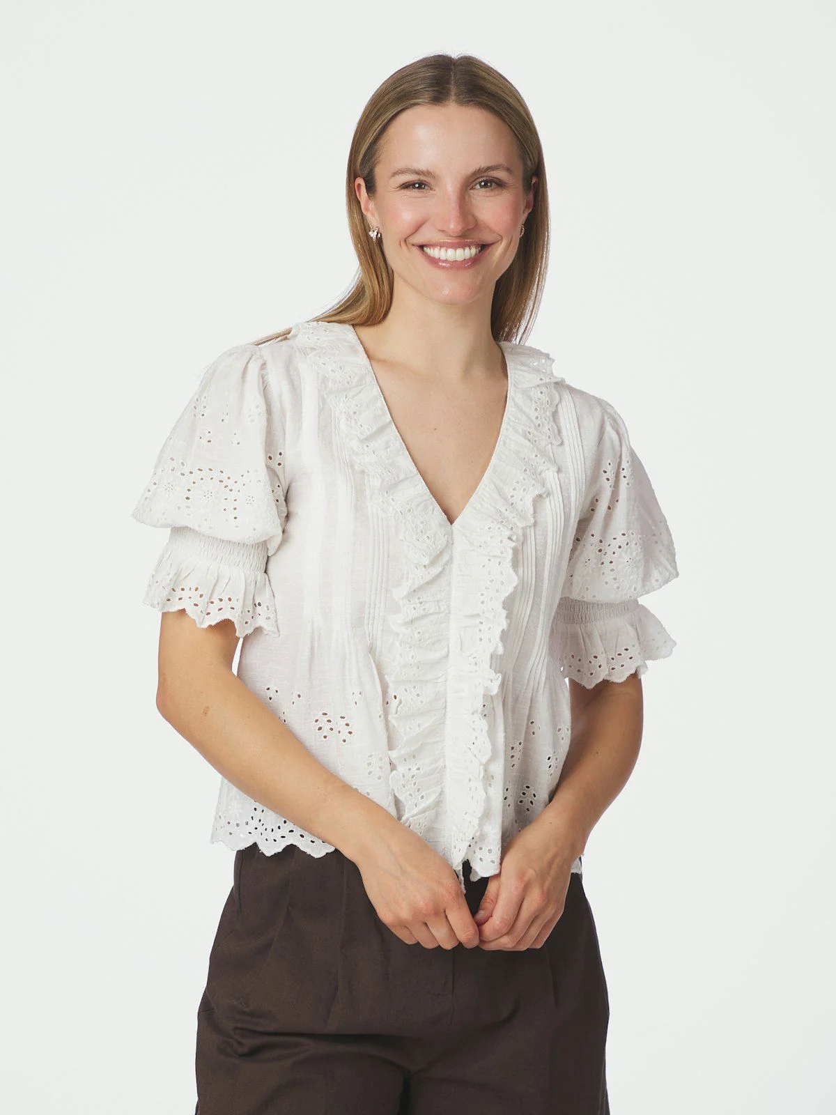 Talise Emb Blouse White - Image 5
