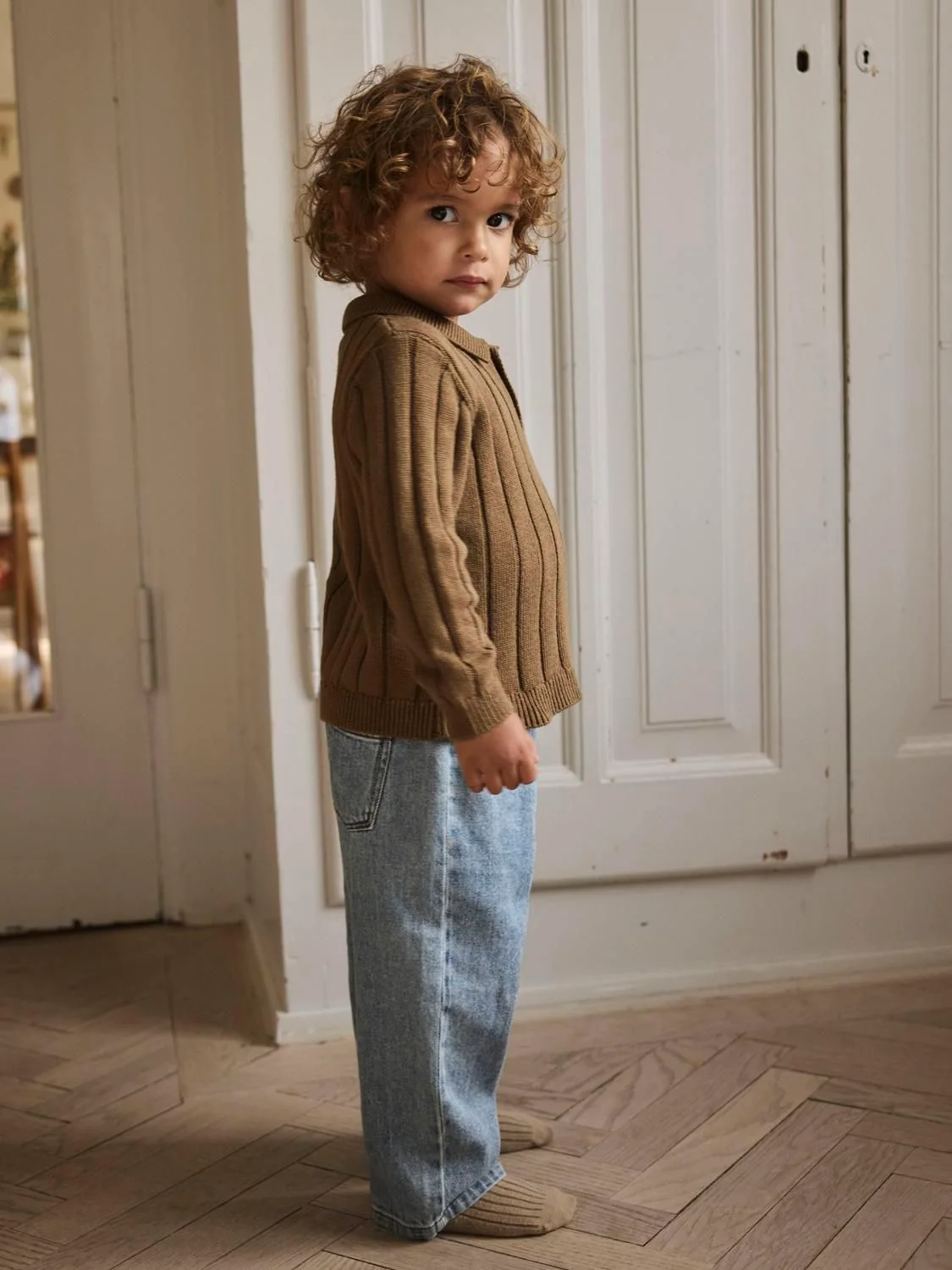 Nmmlomon Ls Loose Knit Polo Lil  Lysebrun - Image 3
