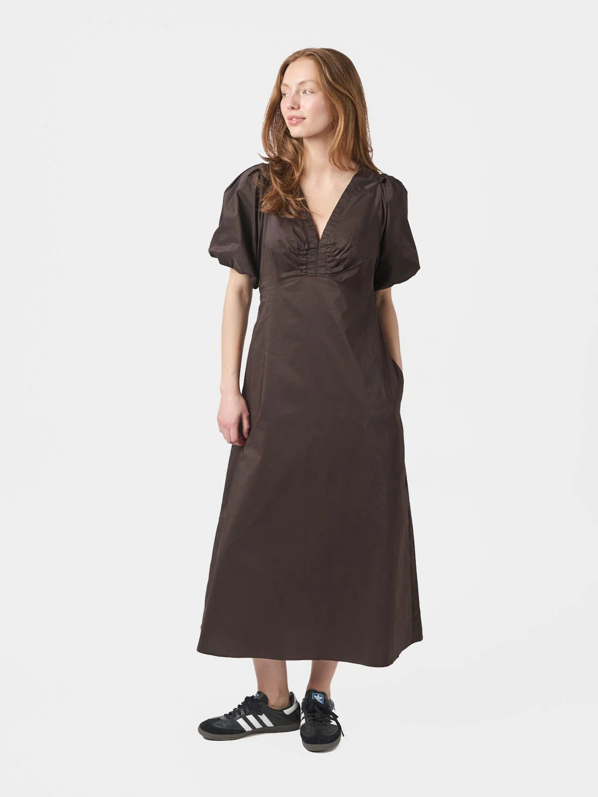 Illana Poplin Dress Chocolate Brown - Image 4