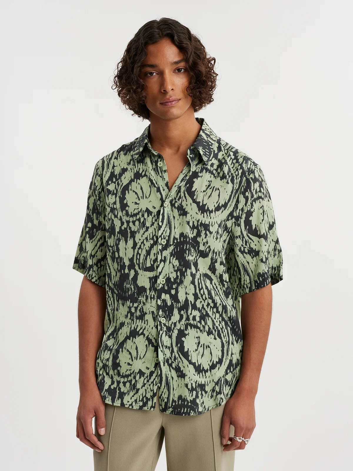 Wiki Print Shirt Green Mix - Image 3