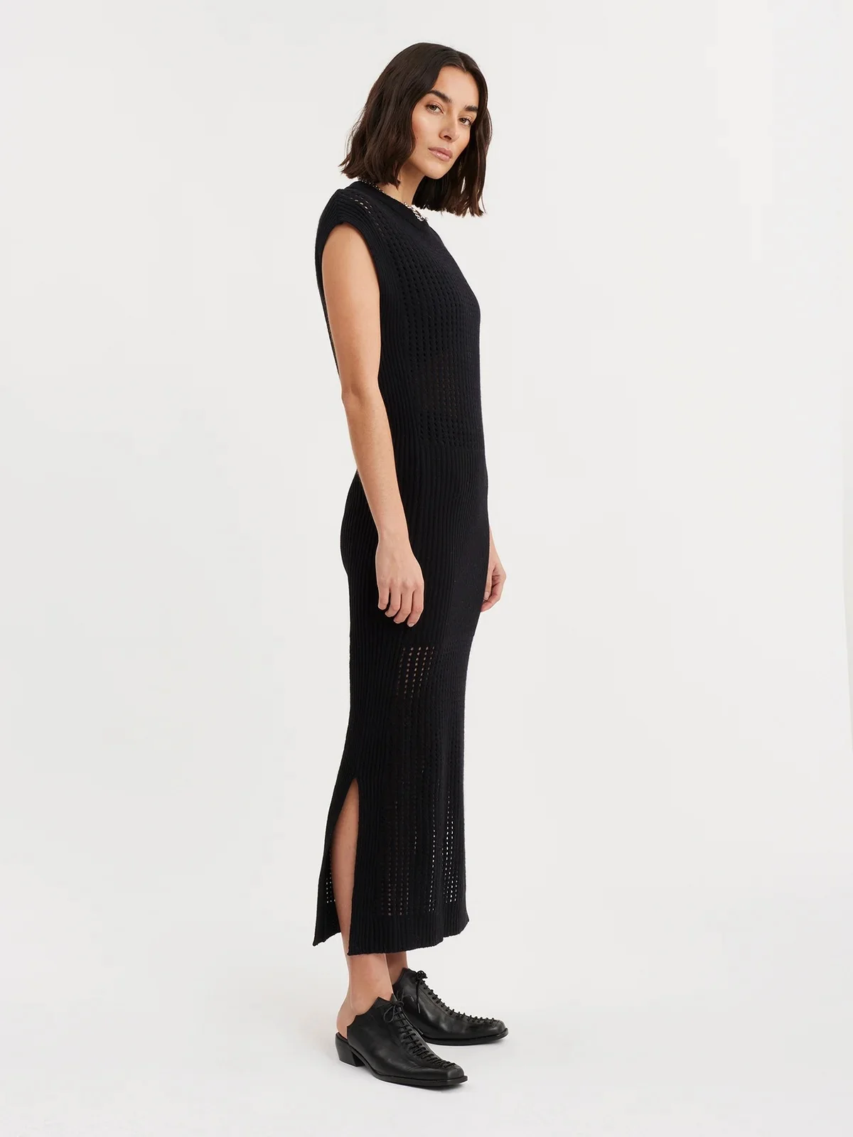Solange Crochet Dress Black - Image 3
