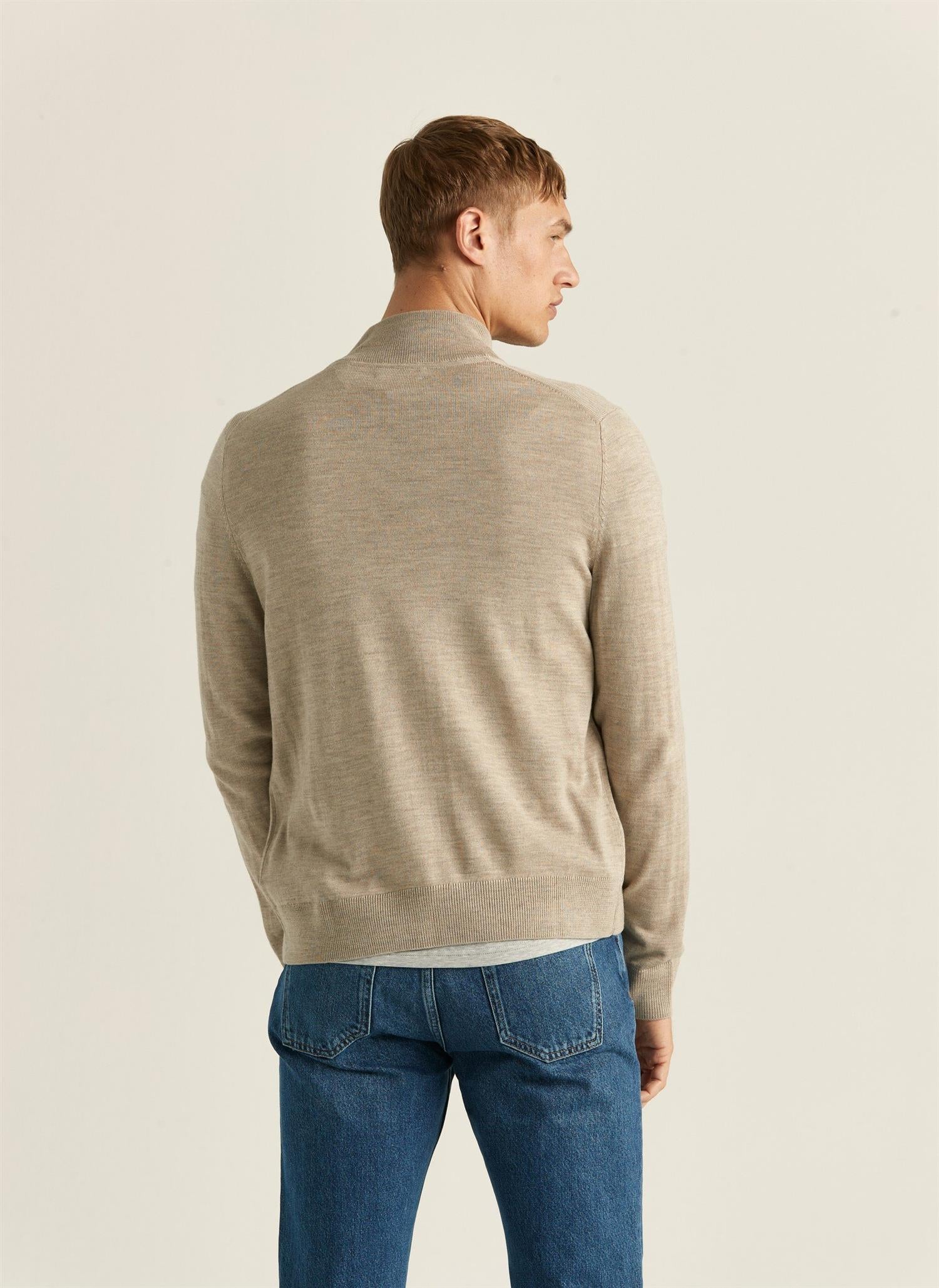 MERINO ZIP CARDIGAN Khaki - Image 3