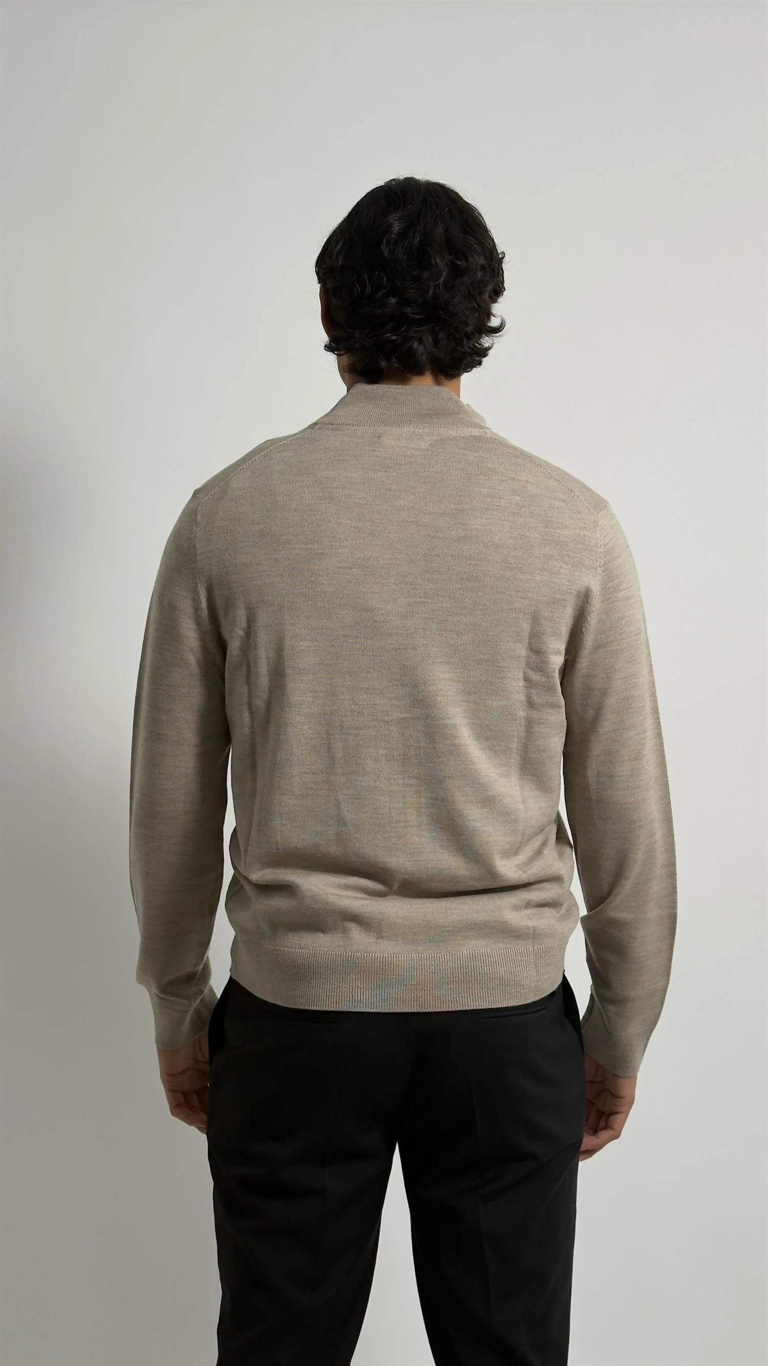 MERINO ZIP CARDIGAN Khaki - Image 9