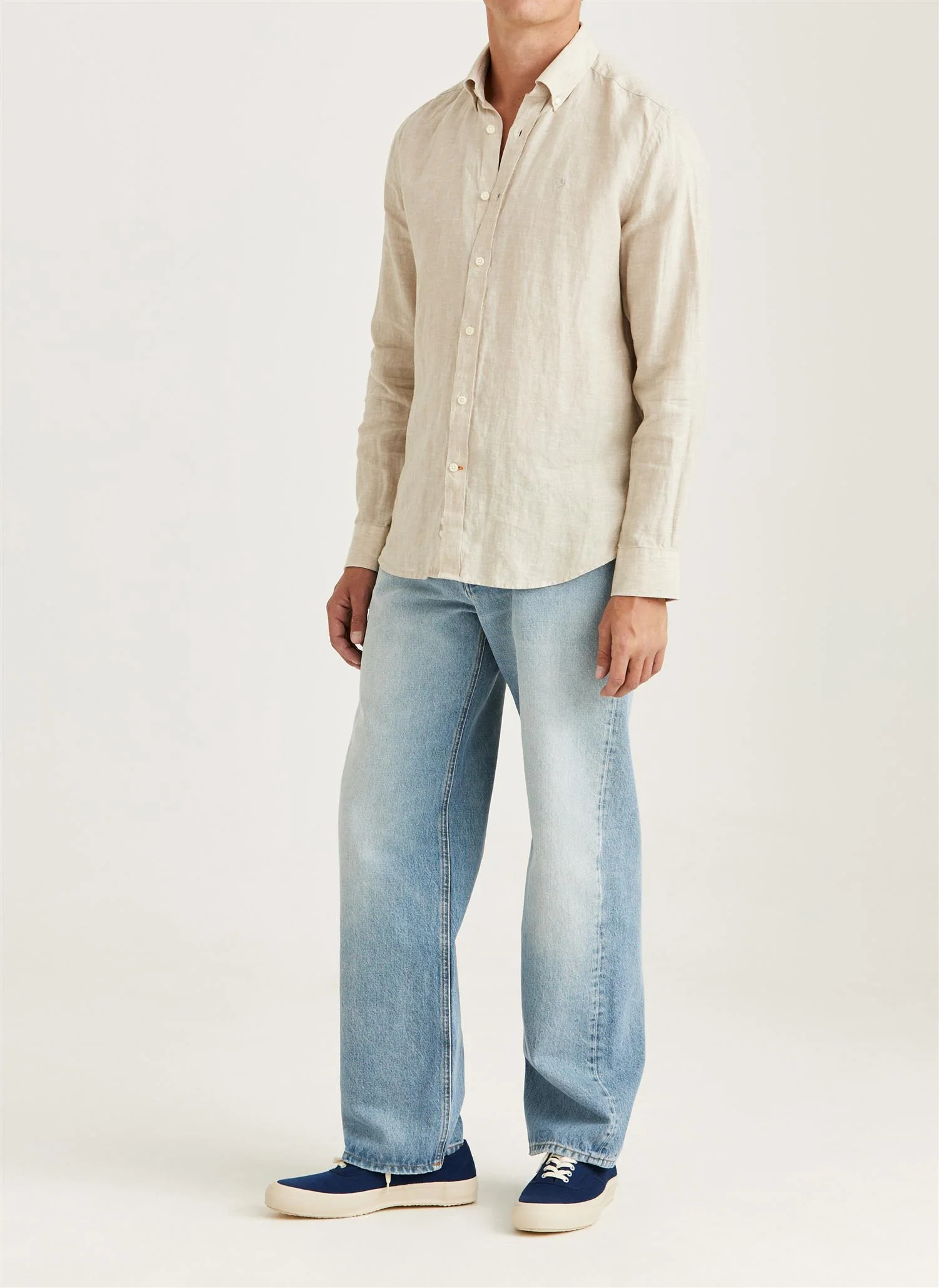 Douglas BD Linen Shirt LS Khaki - Image 2
