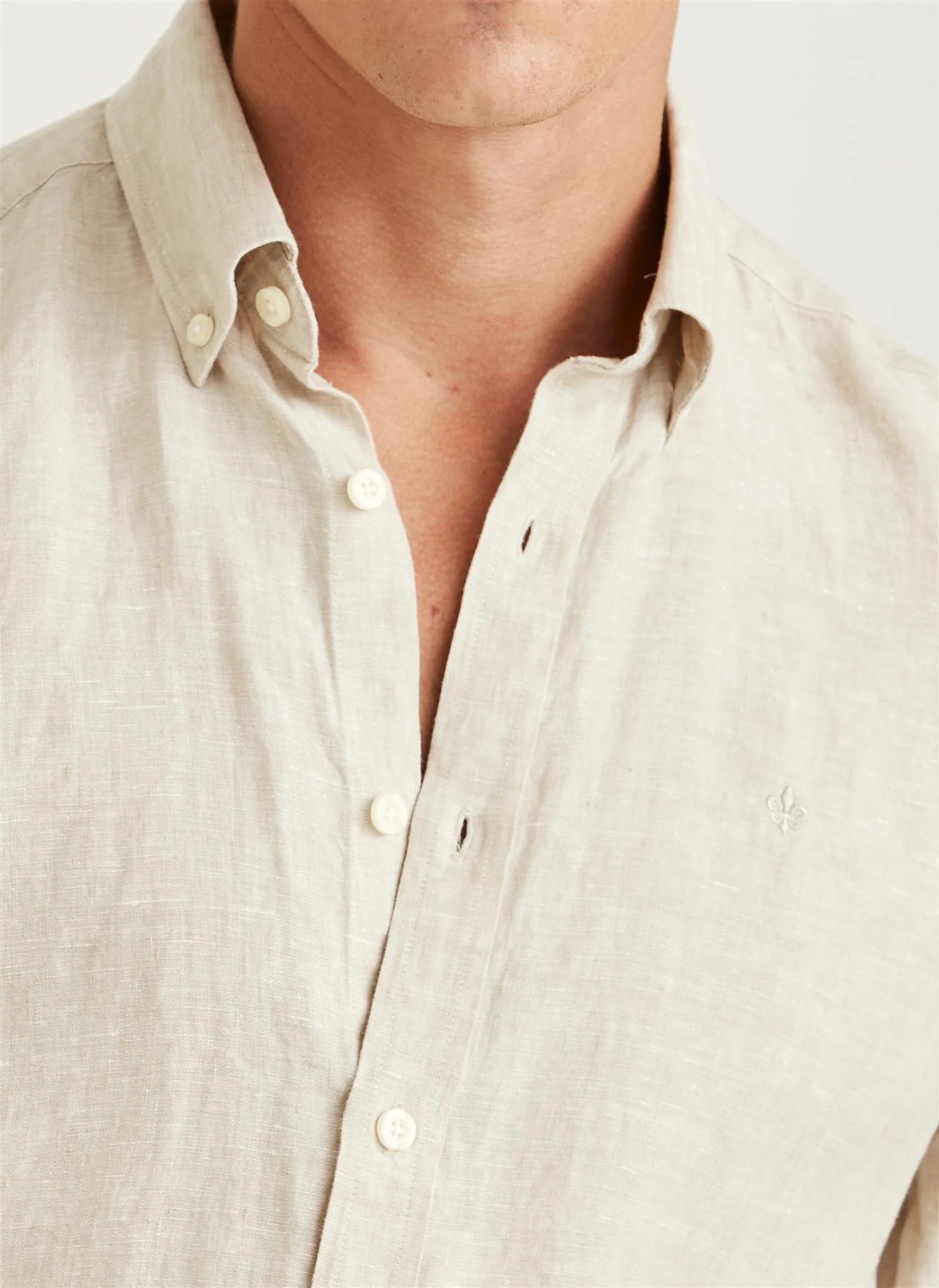 Douglas BD Linen Shirt LS Khaki - Image 4