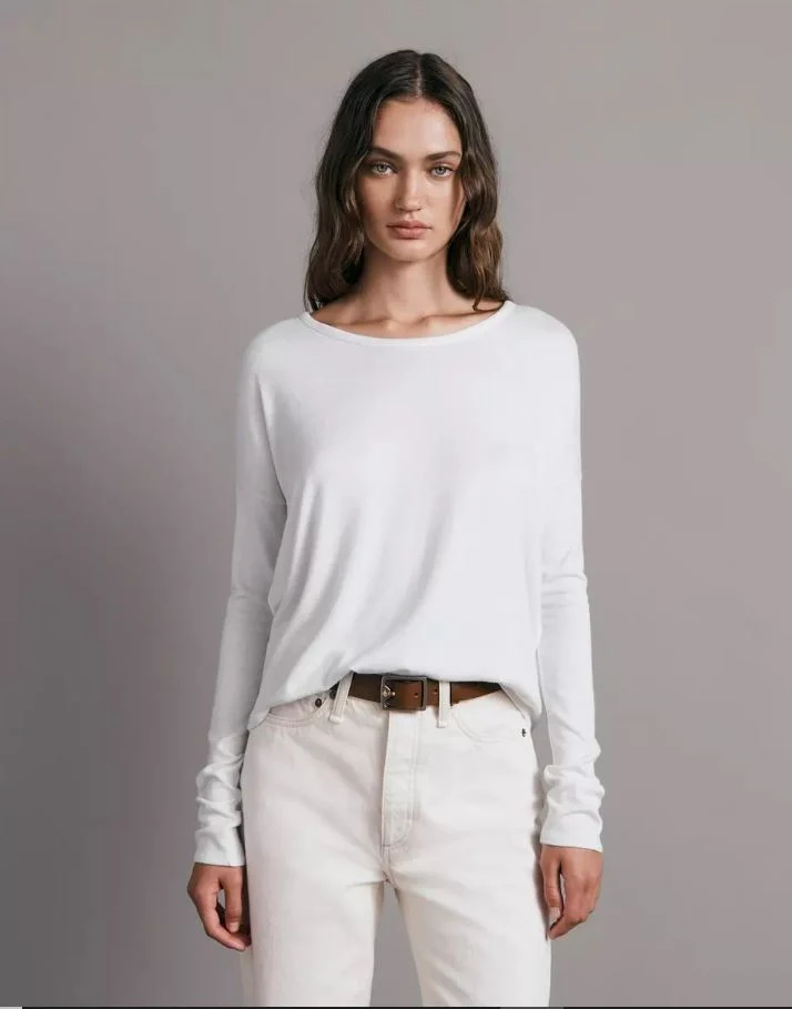 THE KNIT LONGSLEEVE TEE  White