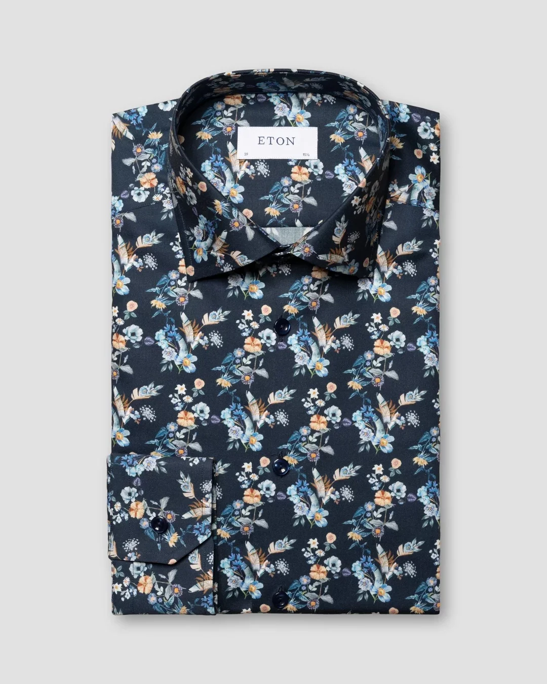 FLORAL PRINT TWILL SHIRT Navy Blue - Image 3