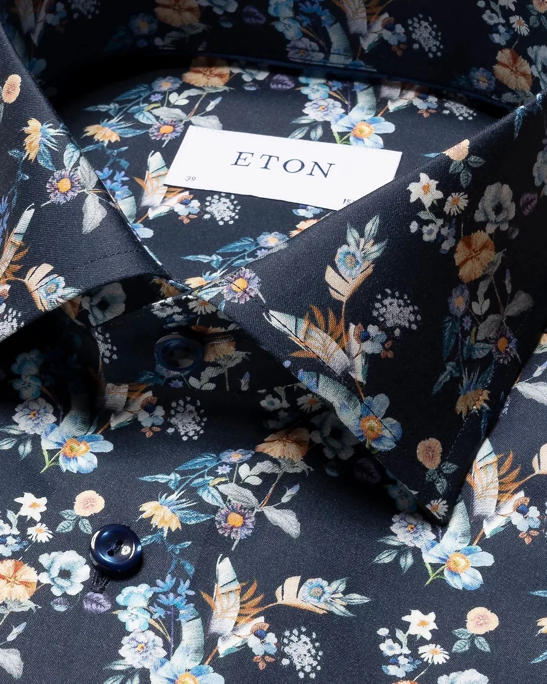 FLORAL PRINT TWILL SHIRT Navy Blue - Image 4